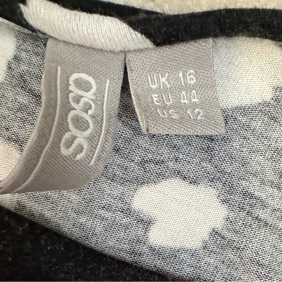 ASOS US 12 Black & White Abstract Polka Dot Knee Length Jersey Dress - Picture 8 of 8